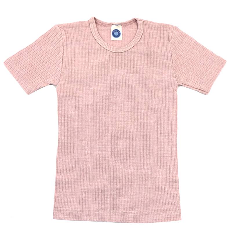 Cosilana Kinder-Unterhemd (Kurzarm) aus Baumwolle/Wolle/Seide - 128 62 Altrosa von Cosilana