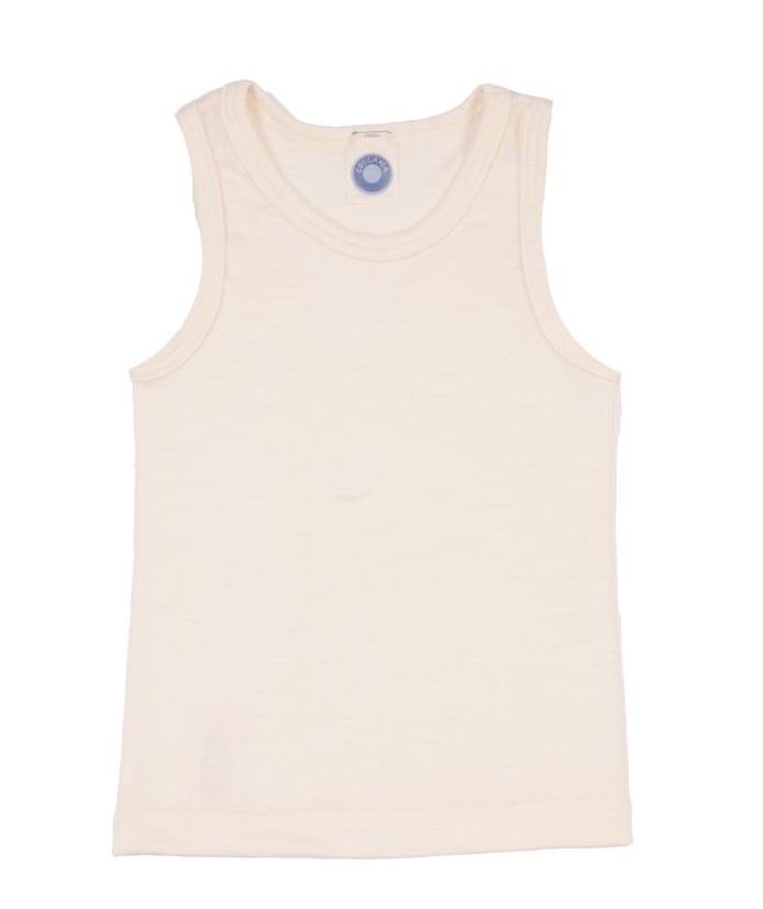 Cosilana Kinder-Unterhemd (ohne Arm) aus Wolle/Seide - 01 Natur 116 von Cosilana