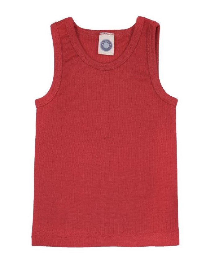 Cosilana Kinder-Unterhemd (ohne Arm) aus Wolle/Seide - 04 Rot 128 von Cosilana