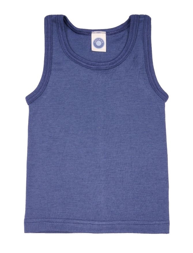 Cosilana Kinder-Unterhemd (ohne Arm) aus Wolle/Seide - 104 08 Blau von Cosilana