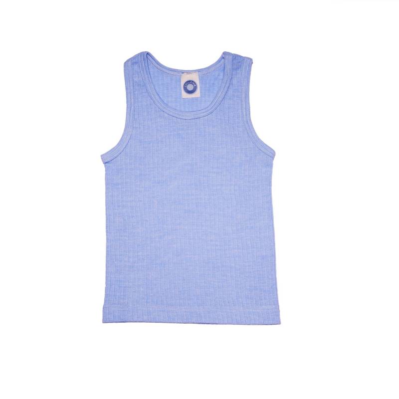 Cosilana Kinder-Unterhemd ohne Arm aus Baumwolle/Wolle/Seide - 06 Hellblau 152 von Cosilana