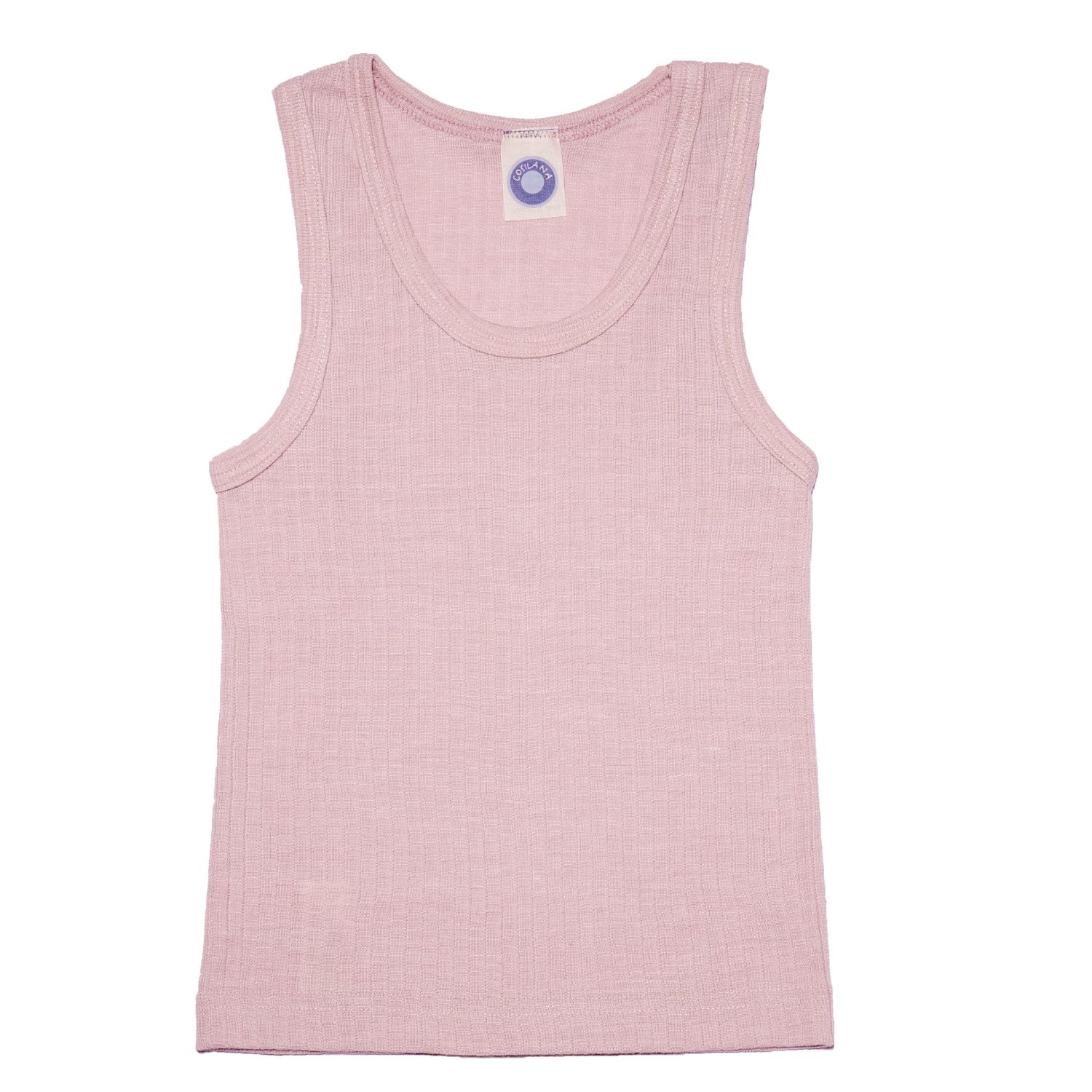 Cosilana Kinder-Unterhemd ohne Arm aus Baumwolle/Wolle/Seide - 62 Altrosa 128 von Cosilana