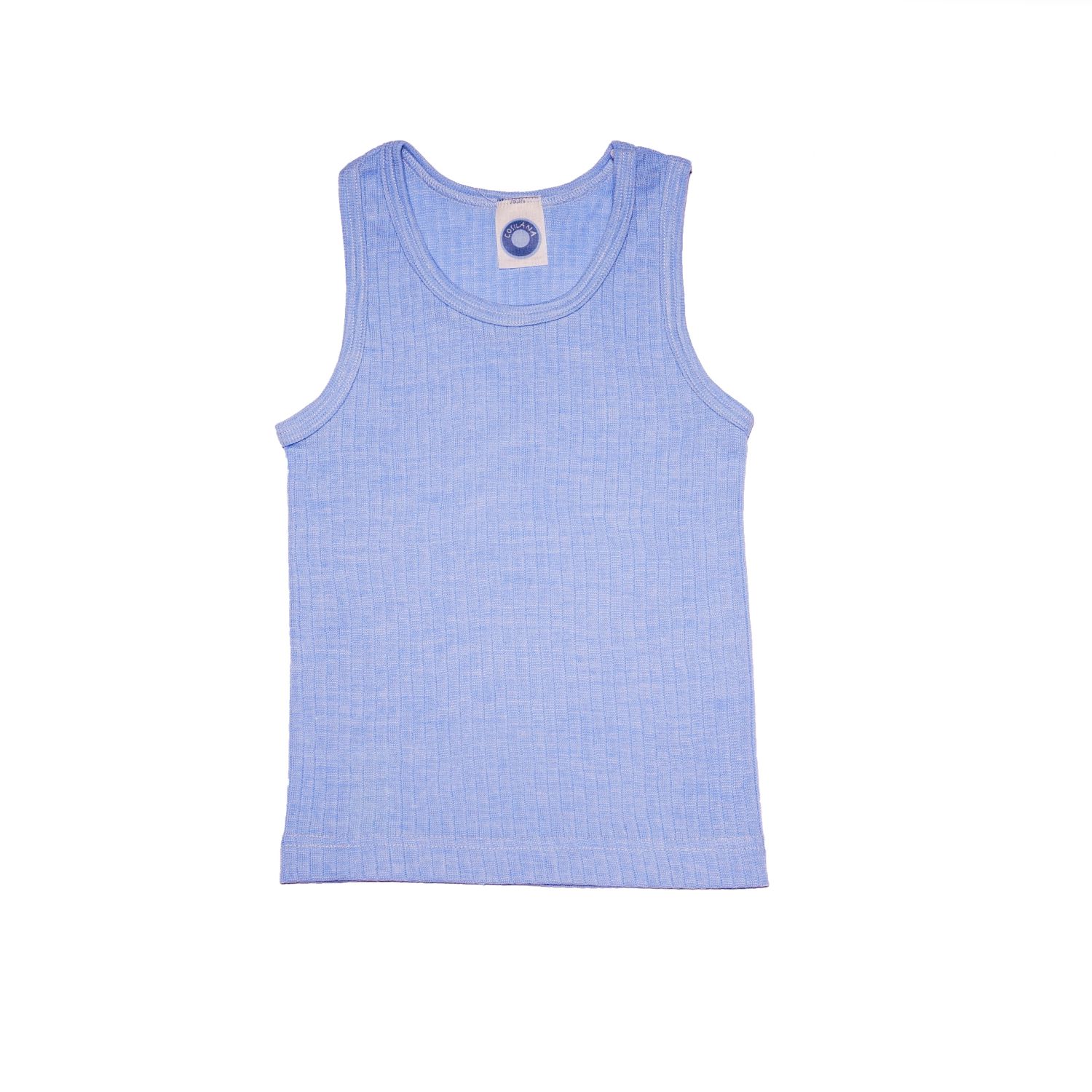 Cosilana Kinder-Unterhemd ohne Arm aus Baumwolle/Wolle/Seide - 06 Hellblau 92 von Cosilana