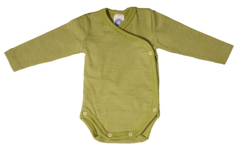 Cosilana Wickelbody (Langarm) aus Wolle/Seide - 62 / 68 21 Grün von Cosilana