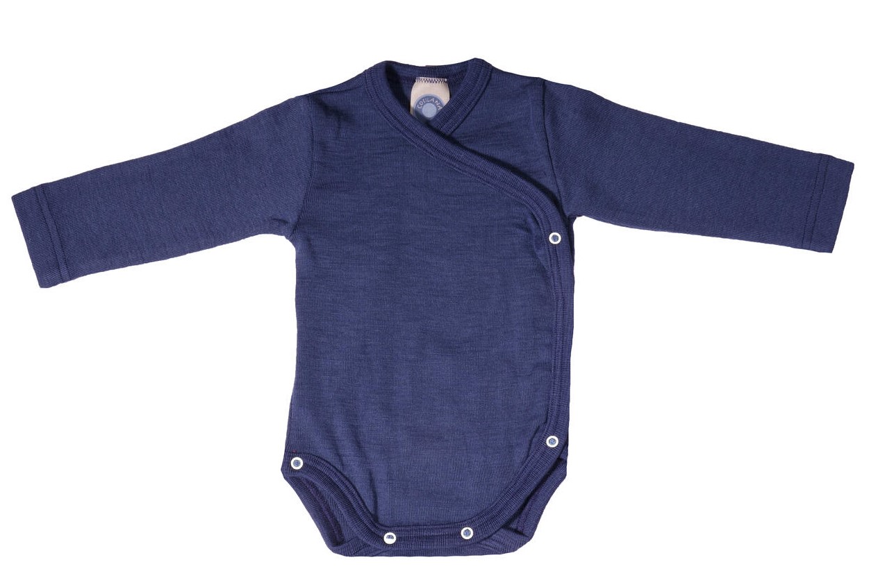 Cosilana Wickelbody (Langarm) aus Wolle/Seide - 62 / 68 08 Blau von Cosilana