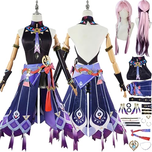 Cosimfy Anime Genshin Impact Citlali Cosplay Kostüm Outfit Spiel Rolle Escoffier Furina Uniform Komplettes Set Halloween Karneval Party Dress Up Anzug mit Perücke Rock für Frauen (M) von Cosimfy