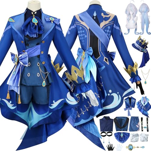 Cosimfy Anime Genshin Impact Furina Focalors Cosplay Kostüm Outfit Spiel Rolle Escoffier Mualani Cosplay Uniform Komplettes Set Halloween Karneval Party Dress Up Anzug mit Perücke Hat für Frauen (S) Cosimfy Anime Genshin Impact Furina Focalors Cosplay Kostüm Outfit Spiel Rolle Escoffier Mualani Cosplay Uniform Komplettes Set Halloween Karneval Party Dress Up Anzug mit Perücke Hat für Frauen (S) von Cosimfy