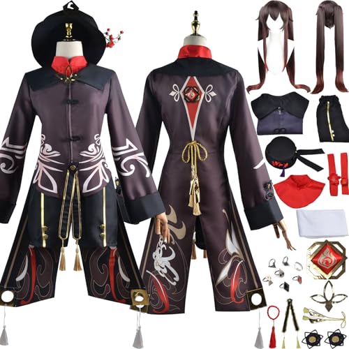 Cosimfy Anime Genshin Impact Hutao Cosplay Kostüm Outfit Spiel Rolle Varesa Furina Focalors Cosplay Uniform Set Halloween Karneval Party Dress Up Anzug mit Perücke Mütze Shorts für Frauen (M) von Cosimfy