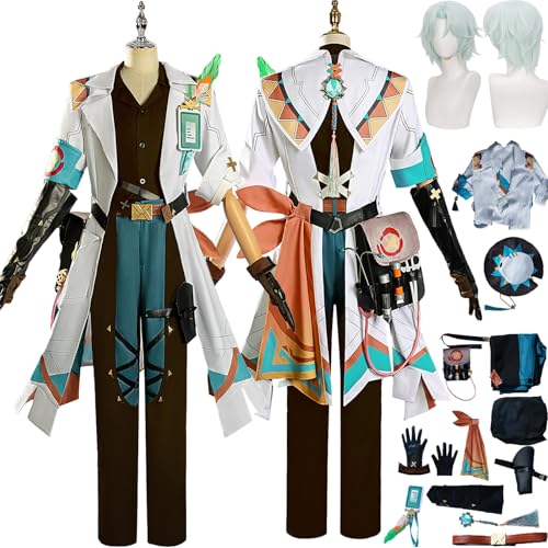 Cosimfy Anime Genshin Impact Ifa Cosplay Kostüm Outfit Spiel Rolle Kinich Arlecchino Furina Cosplay Uniform Komplettes Set Halloween Karneval Party Dress Up Anzug mit Perücke Hut für Männer (2XL) von Cosimfy