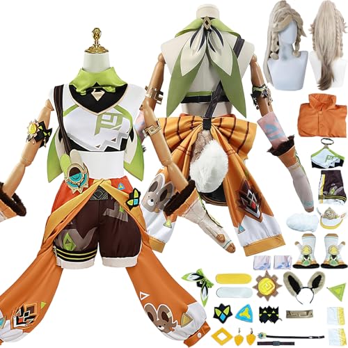 Cosimfy Anime Genshin Impact Kachina Cosplay Kostüm Outfit Spiel Rolle Varesa Furina Focalors Cosplay Uniform Set Halloween Karneval Party Dress Up Anzug mit Perücke Hut Shorts für Frauen (S) von Cosimfy