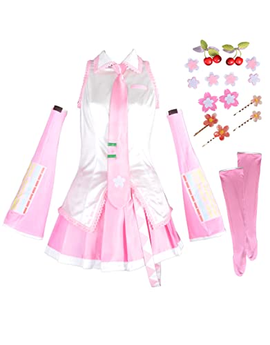 Coskidz Damen Sakura Miku Hatsune Cosplay Kostüm mit Haarnadeln - Pink - Large von Coskidz