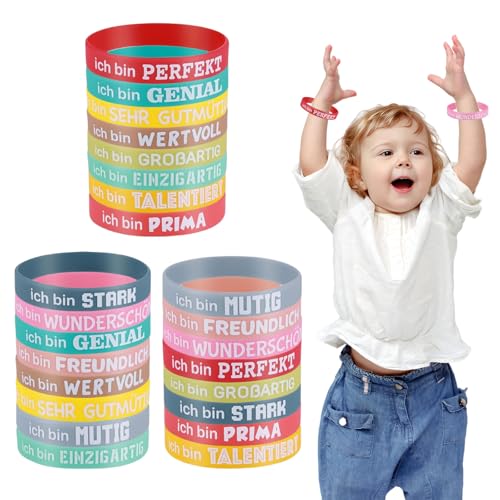 Cosmeria 24 Stück Motivationsarmbänder Deutsch 18 cm Silikon Mit Inspirierenden Sprüchen Mutmacher Geschenke Abschiedsgeschenk Für Kinder Schüler Glücksbringer Cosmeria 24 Stück Motivationsarmbänder Deutsch 18 cm Silikon Mit Inspirierenden Sprüchen Mutmacher Geschenke Abschiedsgeschenk Für Kinder Schüler Glücksbringer von Cosmeria