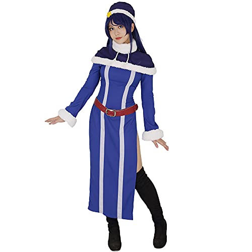 Cosplay.fm Damen Anime Cosplay Kostüm Outfit Blau Kleid Umhang Hut Gürtel (S) von Cosplay.fm