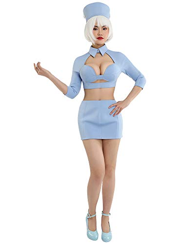 Cosplay.fm Damen Flugbegleiterin Stewardess Flugbegleiterin Kostüm Uniform für Retro Party - Blau - X-Large Cosplay.fm Damen Flugbegleiterin Stewardess Flugbegleiterin Kostüm Uniform für Retro Party - Blau - X-Large von Cosplay.fm
