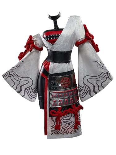 Cosplay.fm Game Rose Cosplay Kostüm Epic Outfit Top Hose mit Kimono und Rüstung, Weiss/opulenter Garten, X-Large von Cosplay.fm