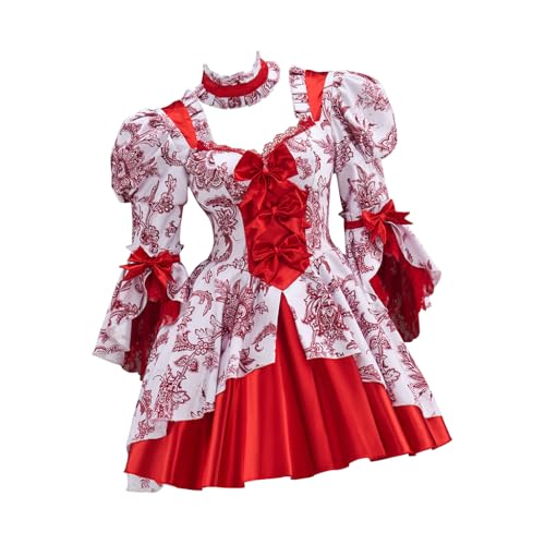 CosplayDiy Damen Gothic Viktorianisches Rokoko Kleid Kurzes Kleid Rot Floral Renaissance Kleid Kostüm XXXL CosplayDiy Damen Gothic Viktorianisches Rokoko Kleid Kurzes Kleid Rot Floral Renaissance Kleid Kostüm XXXL von CosplayDiy