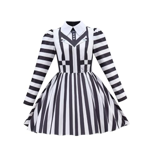 CosplayDiy Schwarz-weißes Käfer-Kostüm für Damen, Film, Cosplay, Erwachsene, Gothic, gestreiftes Kleid, Schwarz, XXL CosplayDiy Schwarz-weißes Käfer-Kostüm für Damen, Film, Cosplay, Erwachsene, Gothic, gestreiftes Kleid, Schwarz, XXL von CosplayDiy