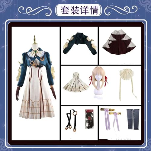 Anime Violet Evergarden Cosplay Kostüm High Quality Princess Maid Dress Halloween Carnival Prom Skirt For Woman, Costume Wig, XL von CosplayHero