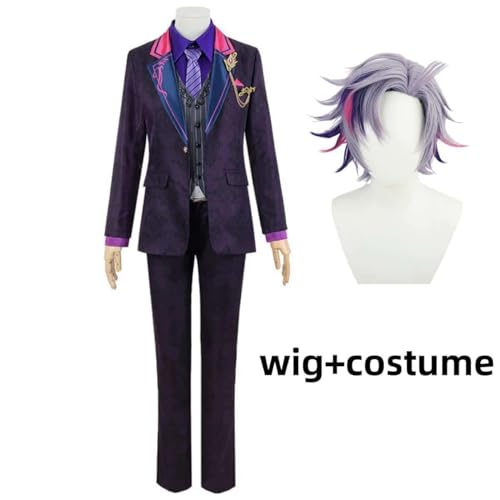 Anime Virtual Youtuber Fuwa Minato Cosplay Costume Nijisanji Wig Nightclub Uniform Coat Adult Man Woman Halloween Carnival Suit, Man Suit Wig, L, Nijisanji von CosplayHero