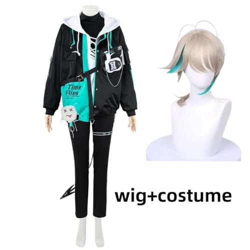 Anime Virtual Youtuber Nijisanji Aza Cosplay Costume Virtuareal Project Wig Hip-Hop Style Hooded Coat Man Woman Carnival Suit, Man Suit Wig, M, Nijisanji von CosplayHero
