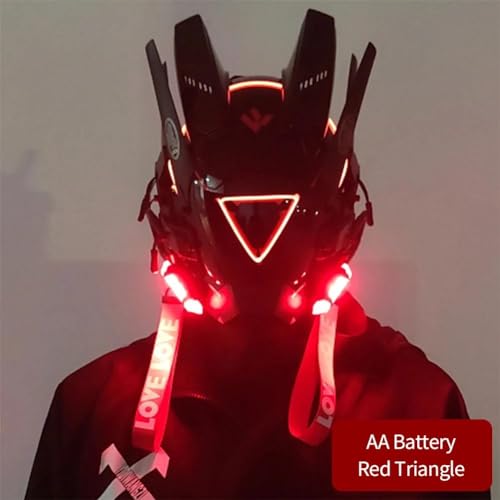 CosplayHero Cyberpunk LED Maske Techwear Helm, Red Triangle von CosplayHero
