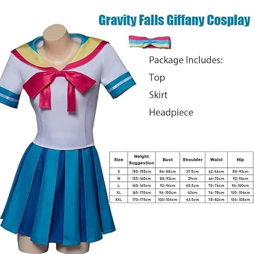 CosplayHero Game AI Rainbow Giffany Halloween Kostüm Ladies Gravity Falls Giffany, blue, M von CosplayHero