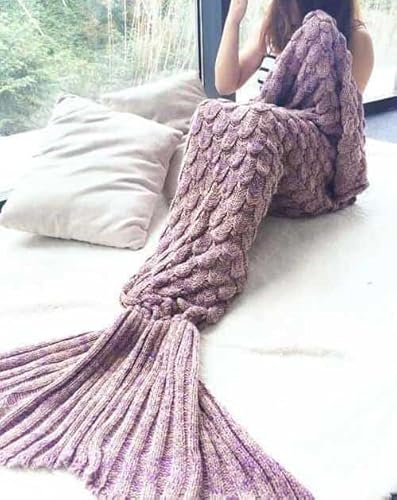 CosplayHero Gestrickte Meerjungfrau Fischschwanz Decke Geschenke für Mädchen, Lotus, 90x50cm Child von CosplayHero