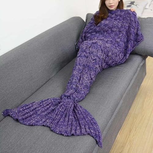 CosplayHero Gestrickte Meerjungfrau Fischschwanz Decke Geschenke für Mädchen, Purple, 90x50cm Child von CosplayHero