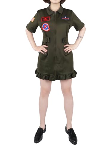 CosplayStudio Fliegerkombi Kleid | Kampfpiloten Overall Damen Kostüm | Olivegrün | Größe: L CosplayStudio Fliegerkombi Kleid | Kampfpiloten Overall Damen Kostüm | Olivegrün | Größe: L von CosplayStudio