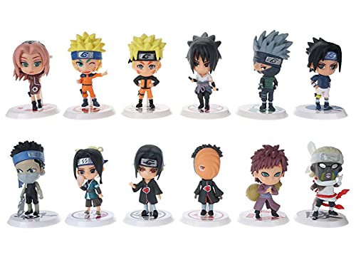 CosplayStudio Naruto Chibi Mini Figuren Set | PVC Chibi Actionfiguren | 6,5 cm | 12 STK. von CosplayStudio