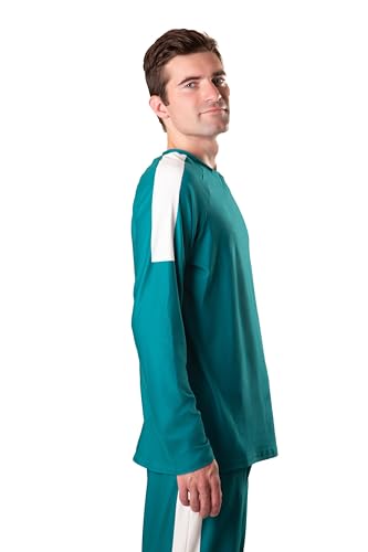 Cosplaya Herren-Trainingsanzug, grün-weiße Hose und Langarm-Shirt, Trainingsanzug, Erwachsene, Herren, Damen, Teenager, Outfit, Halloween, Grün , L von Cosplaya