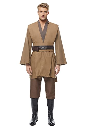 Cosplaysky Erwachsenen-Outfit für Jedi-Kostüm, Tunika, mit Kapuze, Anakin Skywalker Uniform, braune Version, Braun (ohne Umhang), Small von Cosplaysky