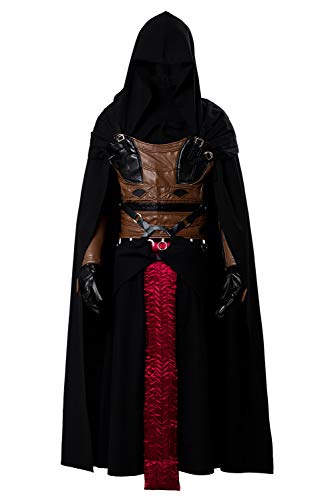 Darth Revan Kostüm für Erwachsene, schwarzes Outfit, Tunika, mit Kapuze, Halloween-Uniform, schwarz, Large von Cosplaysky
