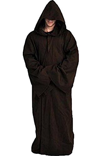 Herren Cosplay Umhang für Jedi Robe Kostüm Halloween Tunika Kapuzenuniform (Braun, XXX-Large) von Cosplaysky