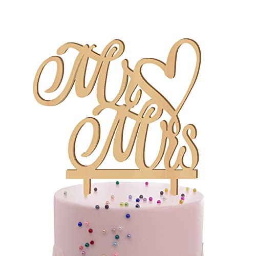 Cake Topper Hochzeit, Mr&Mrs Tortenstecker Holz Kuchendekoration Torten Topper Herz Hochzeitstorten Topper für Hochzeitstorten und Partytorten Geburtstag Jahrestag von Cosswe