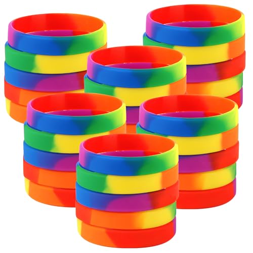 Cosswe 30 Stück Regenbogen Silikonarmband, Sechs Regenbogen Armband Einschulung Armbänder Mutmacher Geschenke Party Mitgebsel für Kollegen Teenager Kinder Cosswe 30 Stück Regenbogen Silikonarmband, Sechs Regenbogen Armband Einschulung Armbänder Mutmacher Geschenke Party Mitgebsel für Kollegen Teenager Kinder von Cosswe