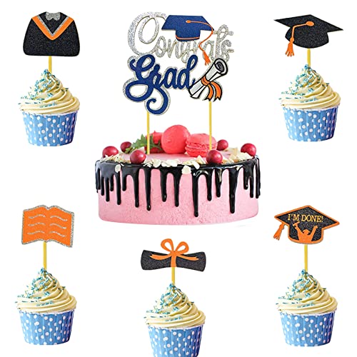 Graduation Kuchen Dekoration,12 Stück Abschluss Kuchen Topper Doktor Hut Cupcake Picks Kuchendeckel Tortenstecker Kuchendekoration von Cosswe