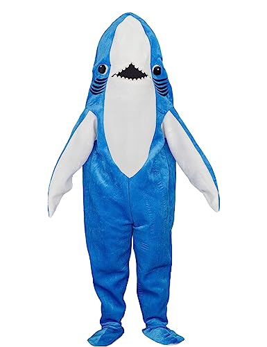 Perry Superstar Sänger Halftime Show Left Shark Dancing Maskottchen Blau Reißverschluss Jumpsuit Halloween Kostüm Cosplay, Blau, Teen von Costume Agent