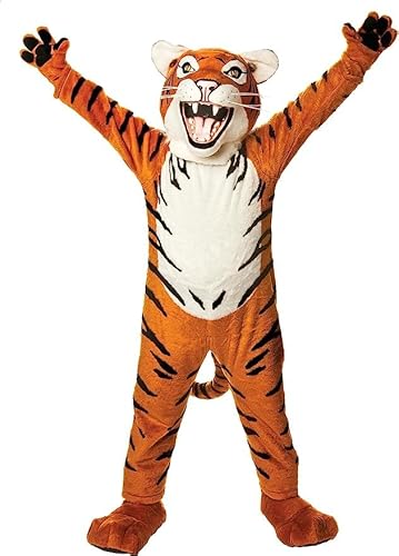 Costume Shine Bengaltiger-Maskottchenkostüm für Erwachsene – Anpassbarer, leichter Ganzkörper-Plüschanzug mit Kühlgebläse und Eisweste von Costume Shine
