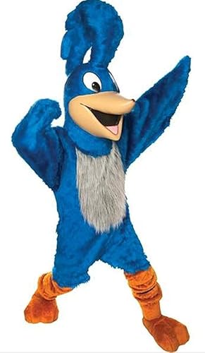 Costume Shine Blaue roadrunner.-Maskottchenkostüm für Erwachsene – Anpassbarer, leichter Ganzkörper-Plüschanzug mit Kühlgebläse und Eisweste von Costume Shine