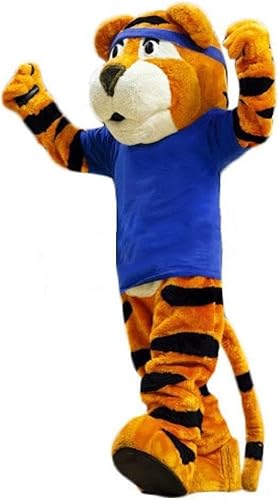 Costume Shine Die stunde der tiger-schule.-Maskottchenkostüm für Erwachsene – Anpassbarer, leichter Ganzkörper-Plüschanzug mit Kühlgebläse und Eisweste von Costume Shine