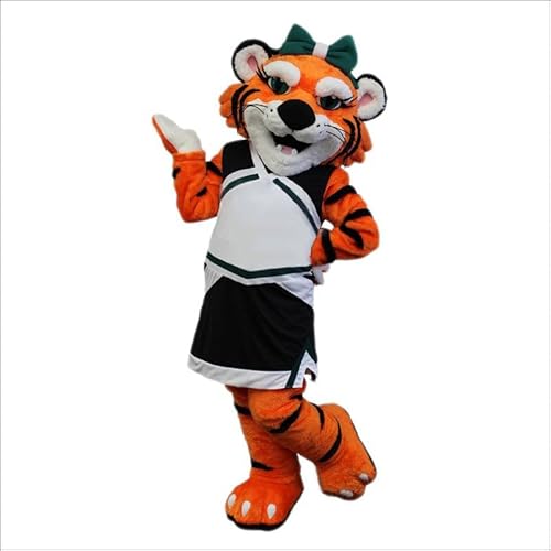 Costume Shine Die tiger-schule.-Maskottchenkostüm für Erwachsene – Anpassbarer, leichter Ganzkörper-Plüschanzug mit Kühlgebläse und Eisweste von Costume Shine
