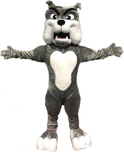 Costume Shine Einen grauen pitbull-Maskottchenkostüm für Erwachsene – Anpassbarer, leichter Ganzkörper-Plüschanzug mit Kühlgebläse und Eisweste von Costume Shine
