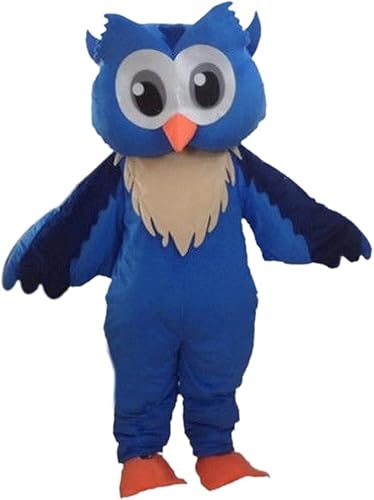 Costume Shine Große blaue eule-Maskottchenkostüm für Erwachsene – Anpassbarer, leichter Ganzkörper-Plüschanzug mit Kühlgebläse und Eisweste von Costume Shine