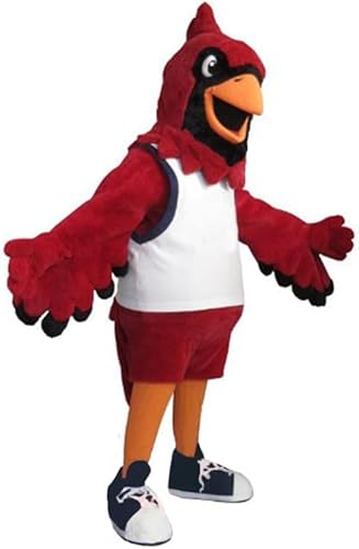 Costume Shine Kardinal bird-Maskottchenkostüm für Erwachsene – Anpassbarer, leichter Ganzkörper-Plüschanzug mit Kühlgebläse und Eisweste von Costume Shine