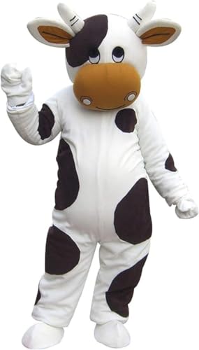 Costume Shine Kuh.-Maskottchenkostüm für Erwachsene – Anpassbarer, leichter Ganzkörper-Plüschanzug mit Kühlgebläse und Eisweste von Costume Shine
