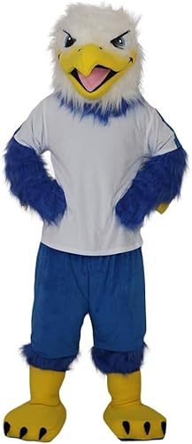 Costume Shine Weißer Adler-Maskottchenkostüm für Erwachsene – Anpassbarer, leichter Ganzkörper-Plüschanzug mit Kühlgebläse und Eisweste von Costume Shine