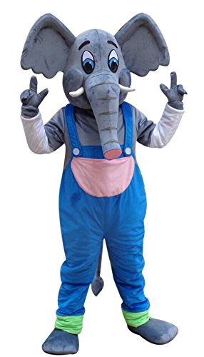 CostumeShine Elefanten-Maskottchen-Kostüm mit blauem Overall, siehe abbildung, S von Costume Shine
