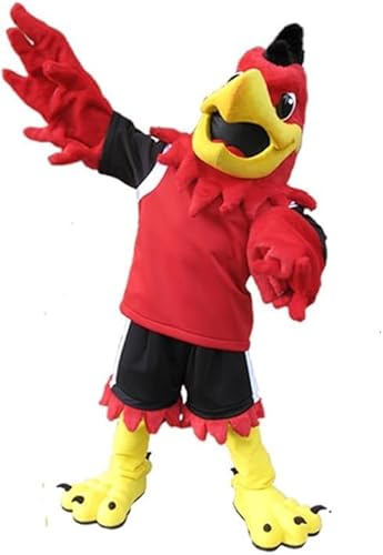 CostumeShine Red Hawk Adler Maskottchen Kostüm für Erwachsene – anpassbarer Ganzkörper-Cartoon-Anzug mit Kühlventilator – Halloween, Sportmannschaften, Firmenveranstaltungen von Costume Shine