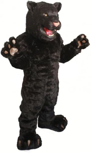 CostumeShine Starkes Black Panther Maskottchen Kostüm für Erwachsene – anpassbarer Ganzkörperanzug mit Kühlventilator – Halloween, Sportmannschaften, Firmenveranstaltungen von Costume Shine